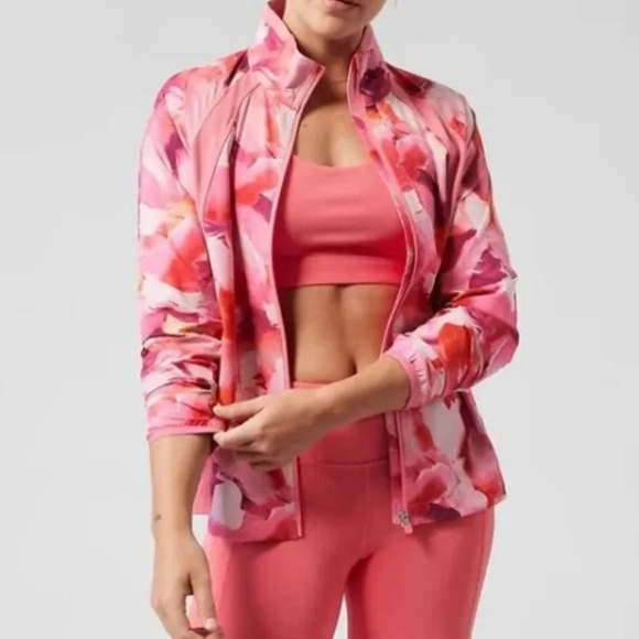 Athleta Full Zip Run with it Painted Energy Coral Jacket Size XS - Picture 1 of 10